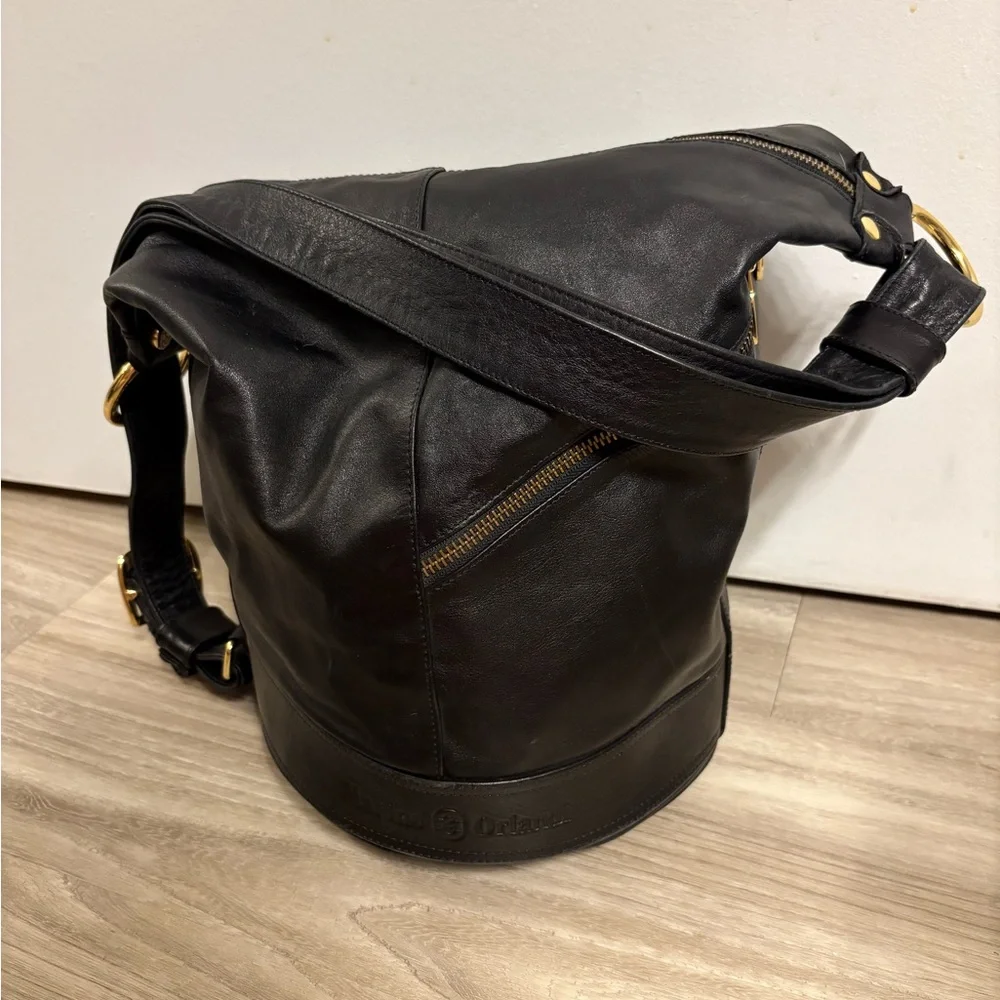 Marino Orlandi Leather Sling Bucket Bag - Picture 4 of 9